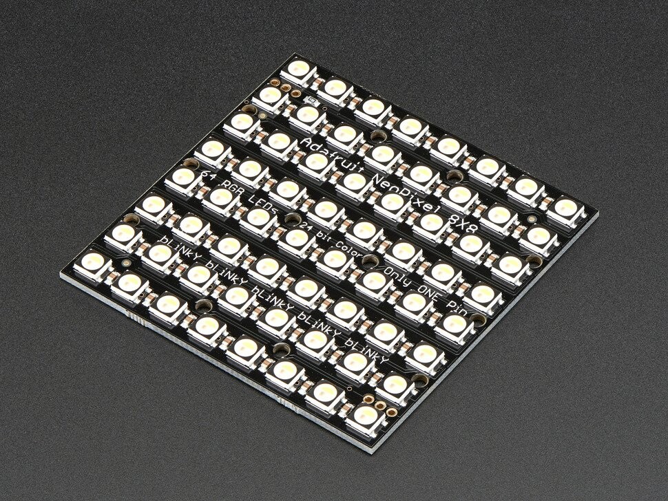 Adafruit NeoPixel 8x8 NeoMatrix med 64x RGBW LED'er Varm hvid ~3000K 2870