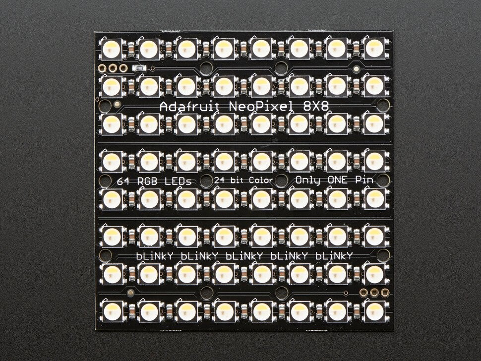 Adafruit NeoPixel 8x8 NeoMatrix med 64x RGBW LED'er Varm hvid ~3000K 2870