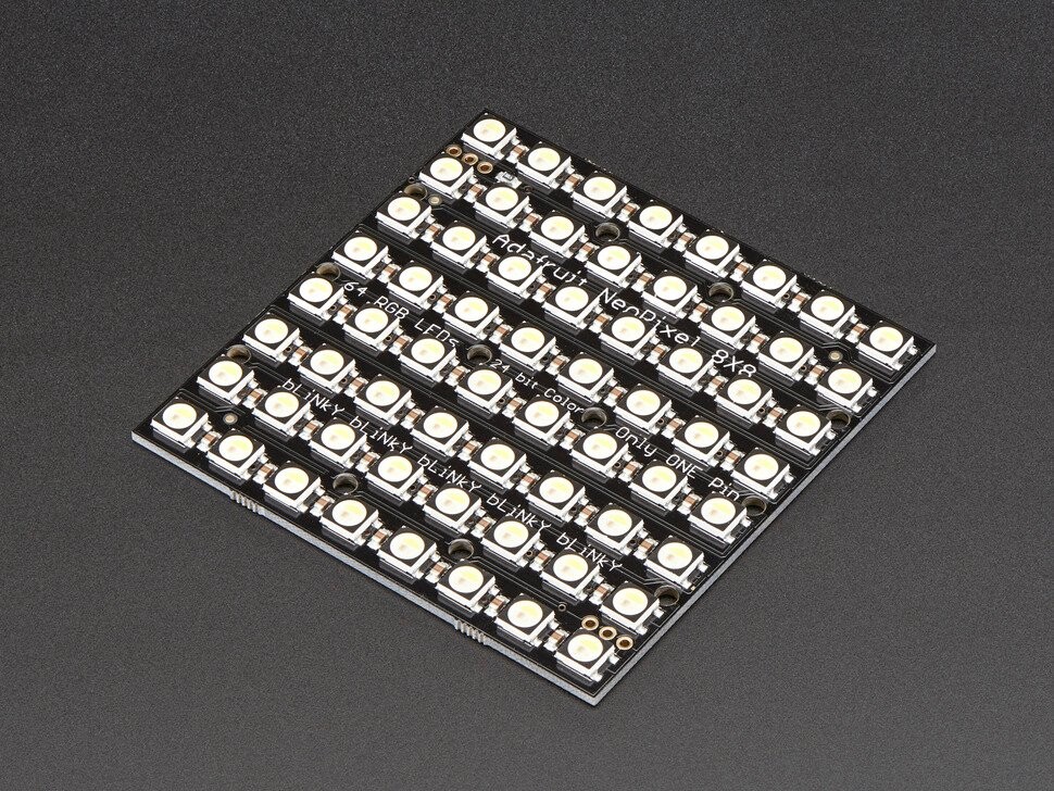 Adafruit NeoPixel 8x8 NeoMatrix med 64x RGBW LED'er Naturligt hvidt ~4500K 2871