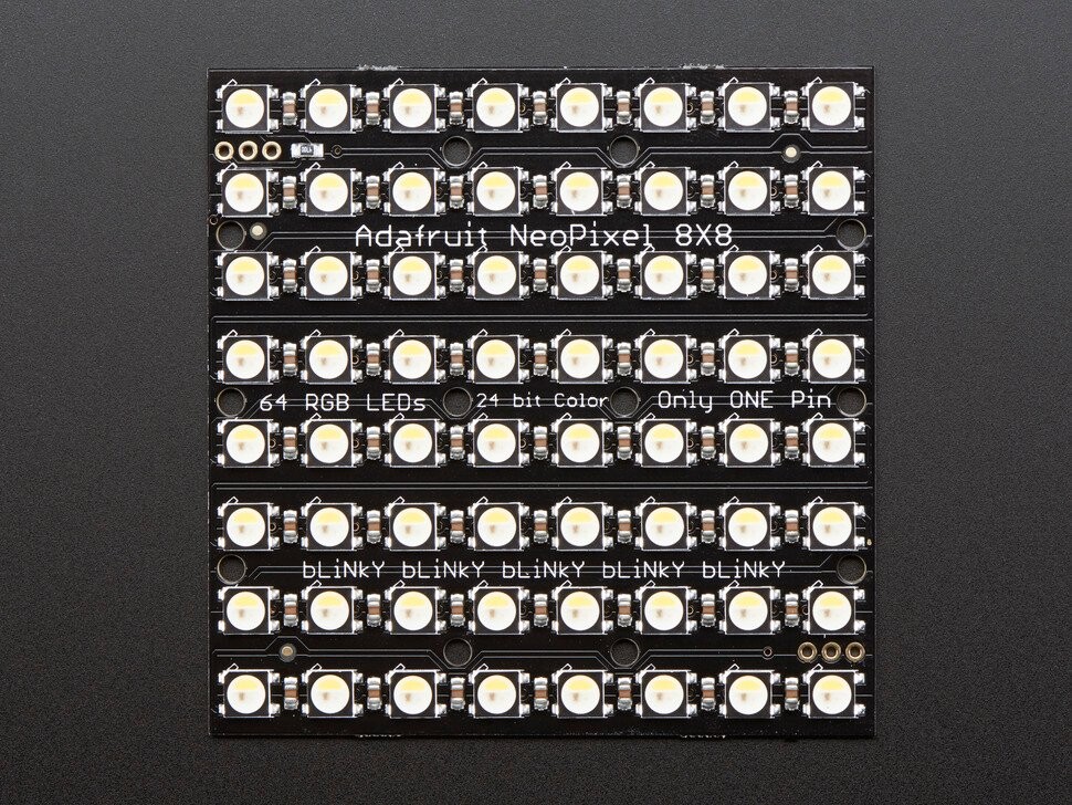Adafruit NeoPixel 8x8 NeoMatrix med 64x RGBW LED'er Naturligt hvidt ~4500K 2871