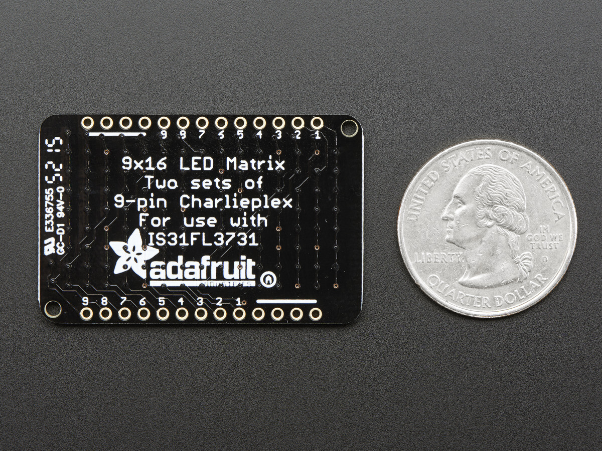 Adafruit LED Charlieplexed Matrix 9x16 LEDs Gul 2948