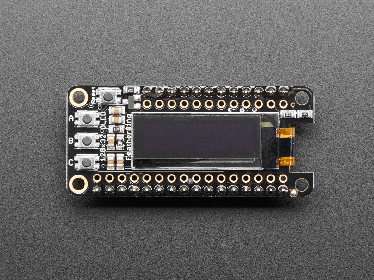 Adafruit Sammenbygget FeatherWing OLED - 128x32 OLED add-on til Feather 3045