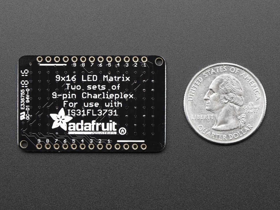 Adafruit LED Charlieplexed Matrix 9x16 LEDs Warme hvid 3162