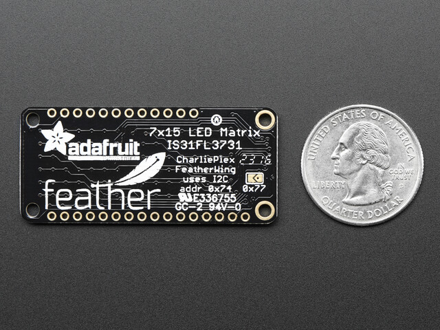 (Stopperet) Adafruit 15x7 CharliePlex LED Matrix FeatherWing Varm Hvid 3163