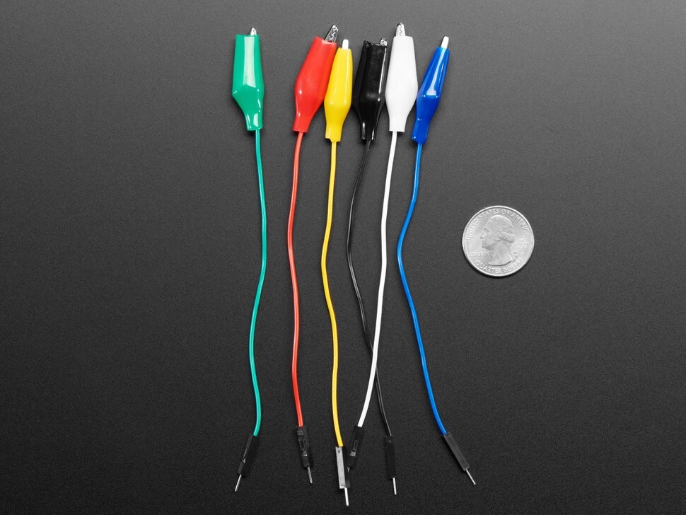Adafruit Small Alligator Clip to Male Jumper Wire Bundle, 6 stykker, 3448