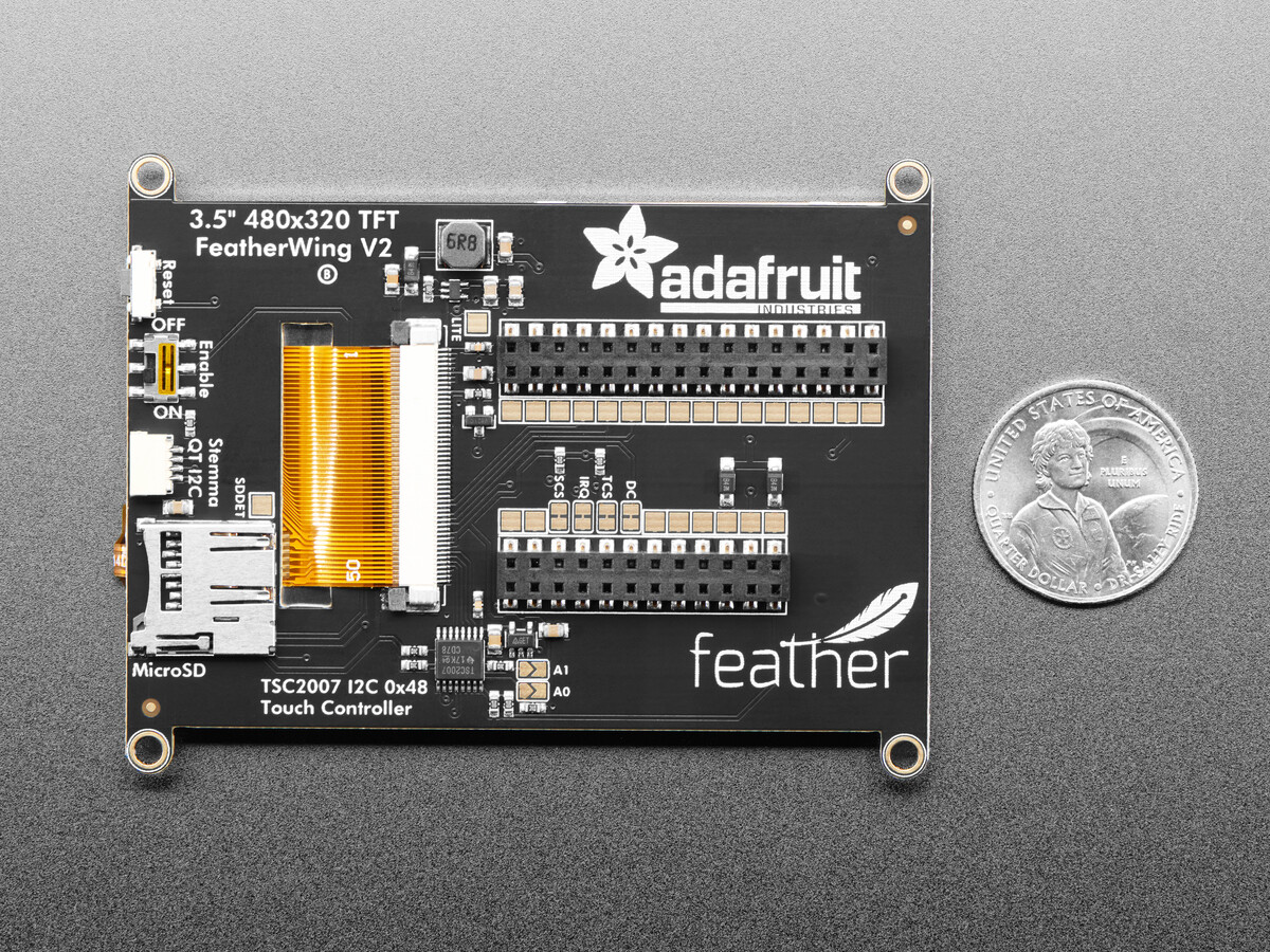 Adafruit TFT FeatherWing 3,5" 480x320 Touchskærm V2 med TSC2007 til Feathers 3651