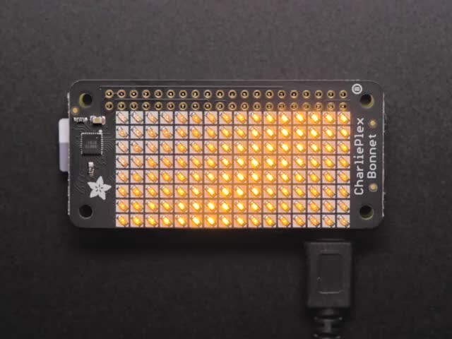 Adafruit CharliePlex LED-Matrix Bonnet 8x16 Gulne LED'er 4119