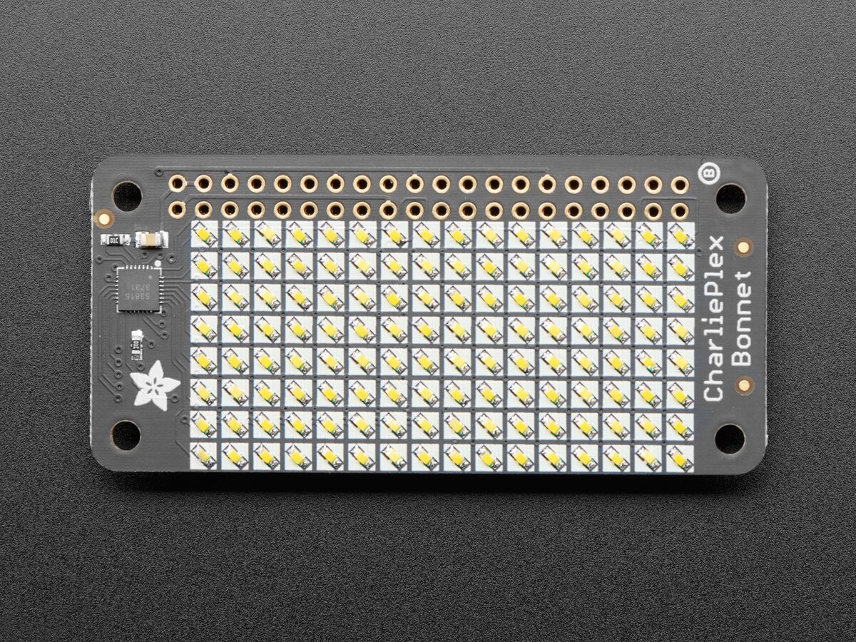 Adafruit CharliePlex LED-Matrix Bonnet 8x16 varme hvide lysdioder 4122