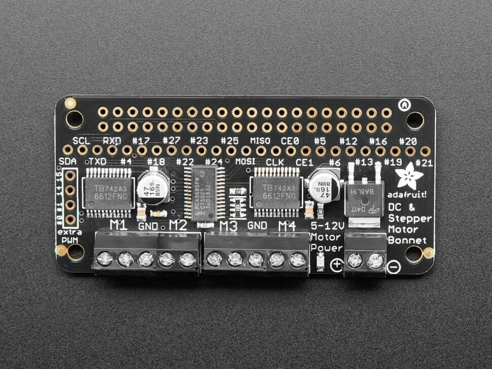 Adafruit DC & Stepper Motor Bonnet for Raspberry Pi PWM Hastighedskontrol 4280