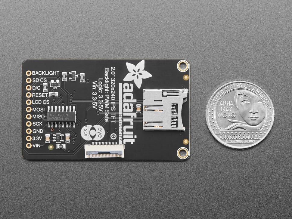 Adafruit 2,0 Zoll 320x240 Farve IPS TFT-display med MicroSD-kort breakout EYESPI 4311