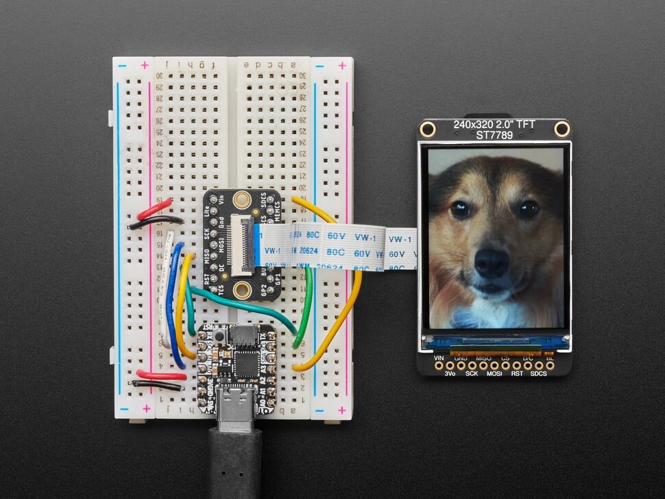 Adafruit 2,0 Zoll 320x240 Farve IPS TFT-display med MicroSD-kort breakout EYESPI 4311