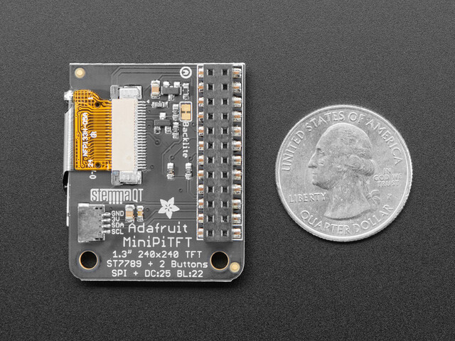 Adafruit Mini PiTFT 1,3" - 240x240 TFT Add-on til Raspberry Pi Qwiic/STEMMA-QT 4484