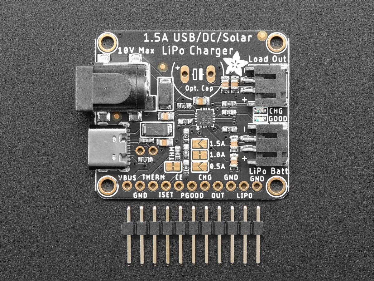 Adafruit Universal USB DC Solarlader Lithium Ion Polymer Lipo op til 10V input 1,5A Lad 4755