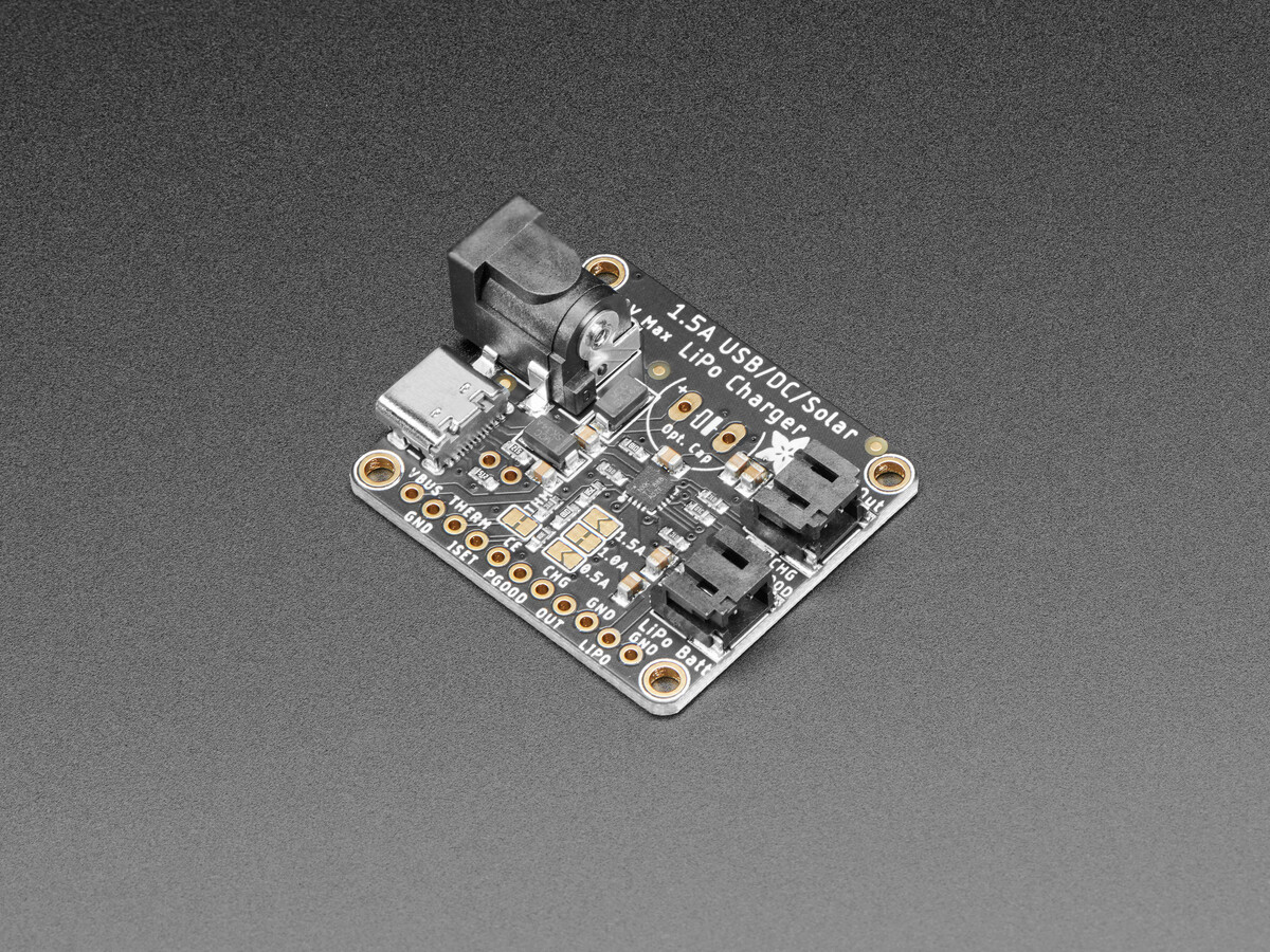 Adafruit Universal USB DC Solarlader Lithium Ion Polymer Lipo op til 10V input 1,5A Lad 4755