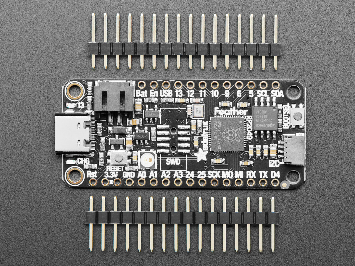 Adafruit Feather RP2040, Dual ARM Cortex-M0+ 133 MHz op til 16 MB Ekstern Flashhukommelse 4884