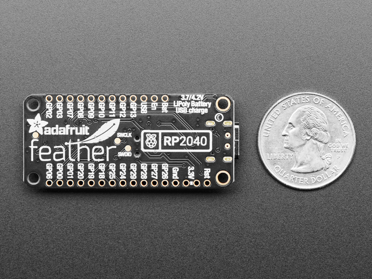Adafruit Feather RP2040, Dual ARM Cortex-M0+ 133 MHz op til 16 MB Ekstern Flashhukommelse 4884