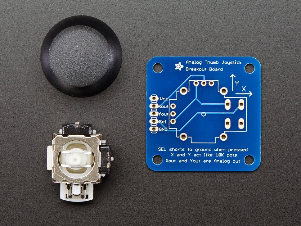Adafruit Analog 2-akse analog joystick breakout-kort med Select-knap 512