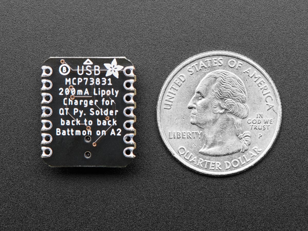 Adafruit LiIon eller LiPoly oplader til QT Py BFF Add-On, 200mA opladningsstrøm, 5397