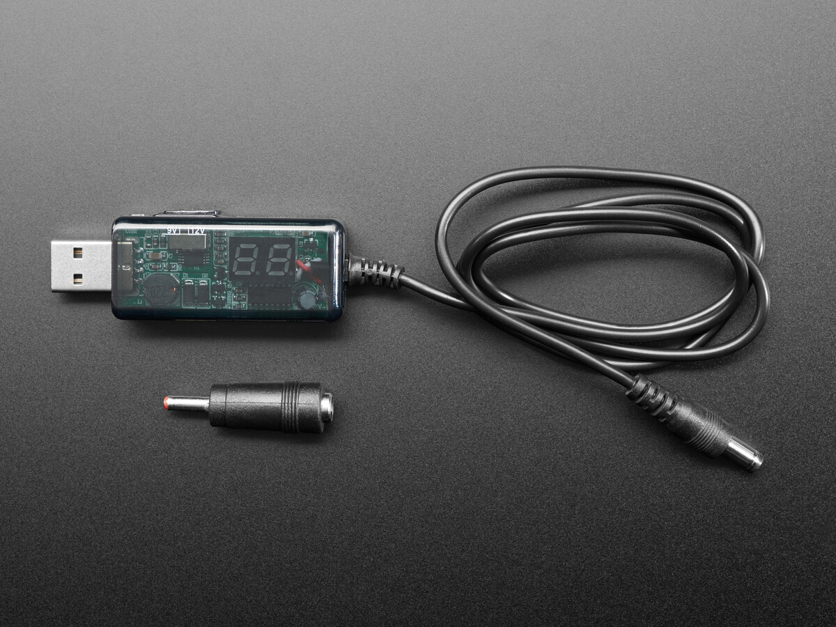 Adafruit USB til 5,5 mm/2,1 mm DC-boosterkabel - 9 V eller 12 V udgang 5457