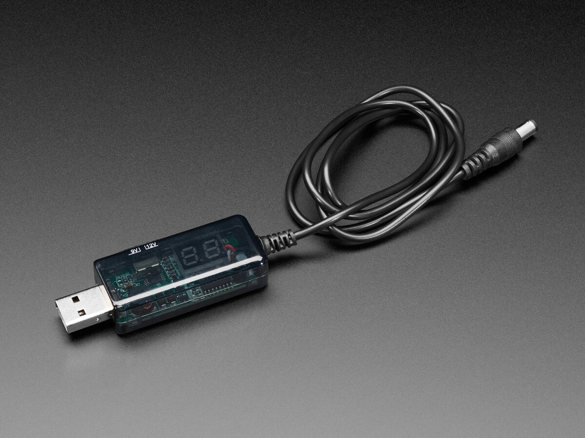 Adafruit USB til 5,5 mm/2,1 mm DC-boosterkabel - 9 V eller 12 V udgang 5457