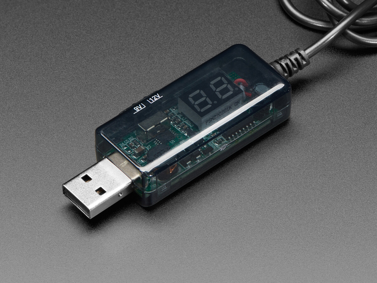 Adafruit USB til 5,5 mm/2,1 mm DC-boosterkabel - 9 V eller 12 V udgang 5457
