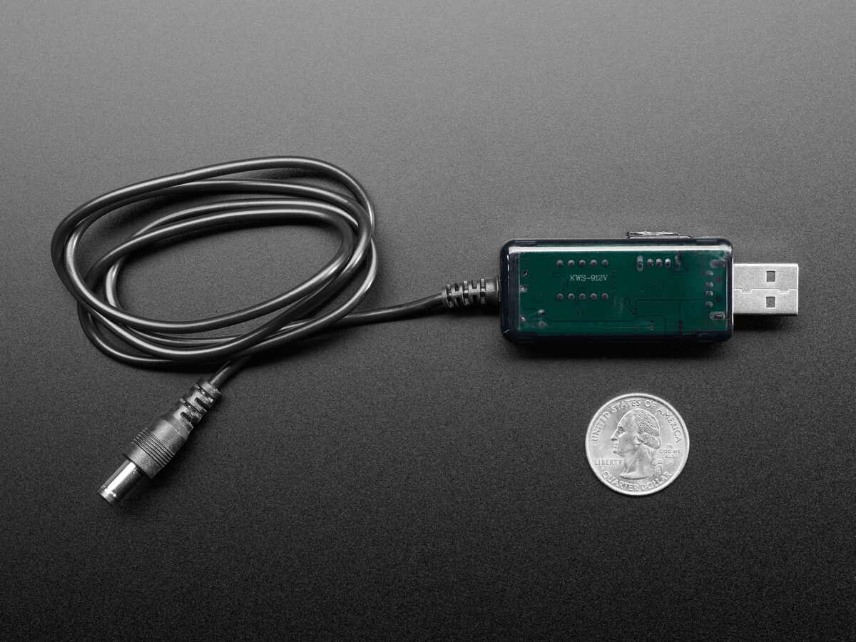 Adafruit USB til 5,5 mm/2,1 mm DC-boosterkabel - 9 V eller 12 V udgang 5457