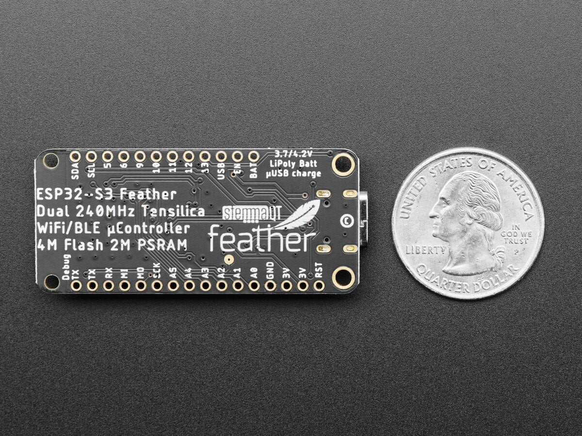Adafruit ESP32-S3 Feather med 4MB Flash 2MB PSRAM STEMMA QT Qwiic 5477