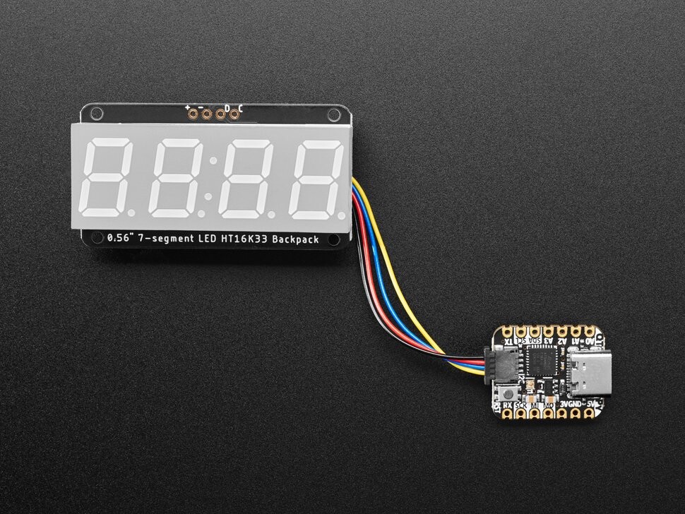 Adafruit Samlet 0,56 tommer 4-cifret 7-segment display Rød med I2C backpack STEMMA QT 5599