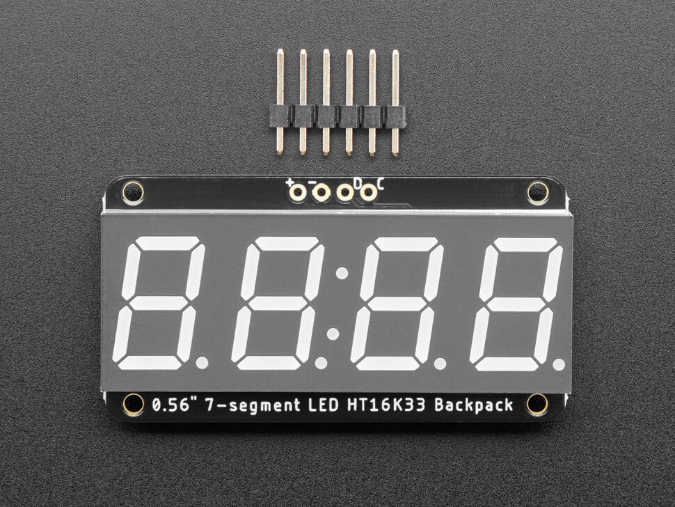 Adafruit Samlet 0,56 tommer 4-cifret 7-segment display Rød med I2C backpack STEMMA QT 5599
