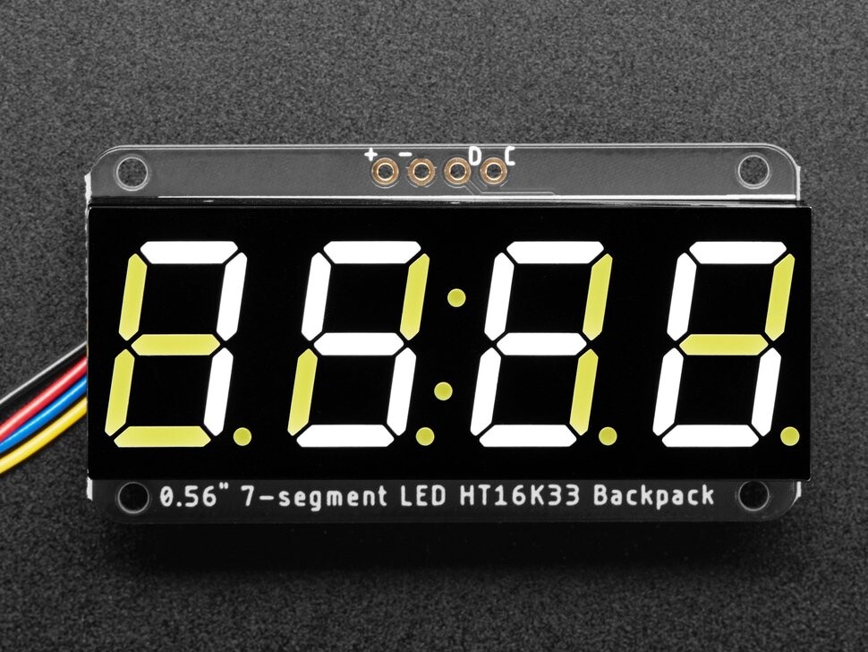 Adafruit Samlet 0,56 tommer 4-cifret 7-segment display hvid med I2C backpack STEMMA QT 5604