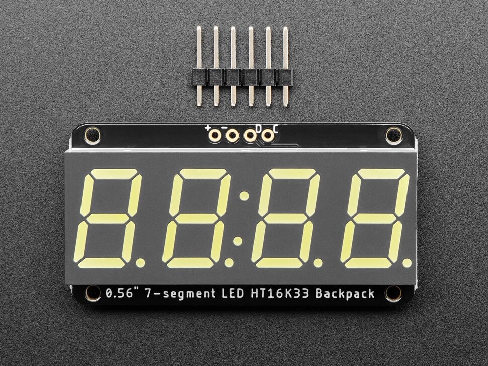 Adafruit Samlet 0,56 tommer 4-cifret 7-segment display hvid med I2C backpack STEMMA QT 5604
