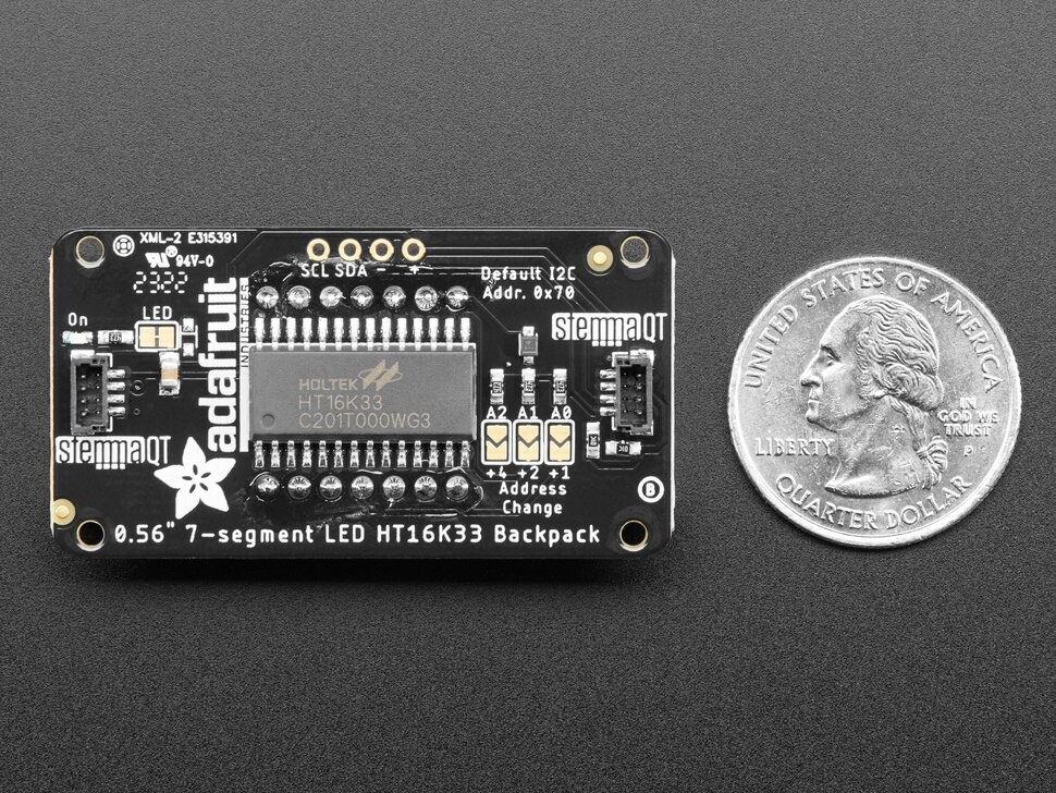 Adafruit Samlet 0,56 tommer 4-cifret 7-segment display hvid med I2C backpack STEMMA QT 5604