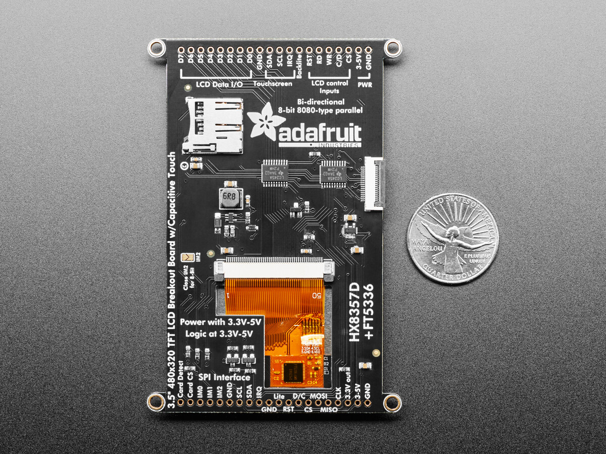 Adafruit 3,5 Zoll TFT 320x480 med kapacitivt touch breakout-kort 5846