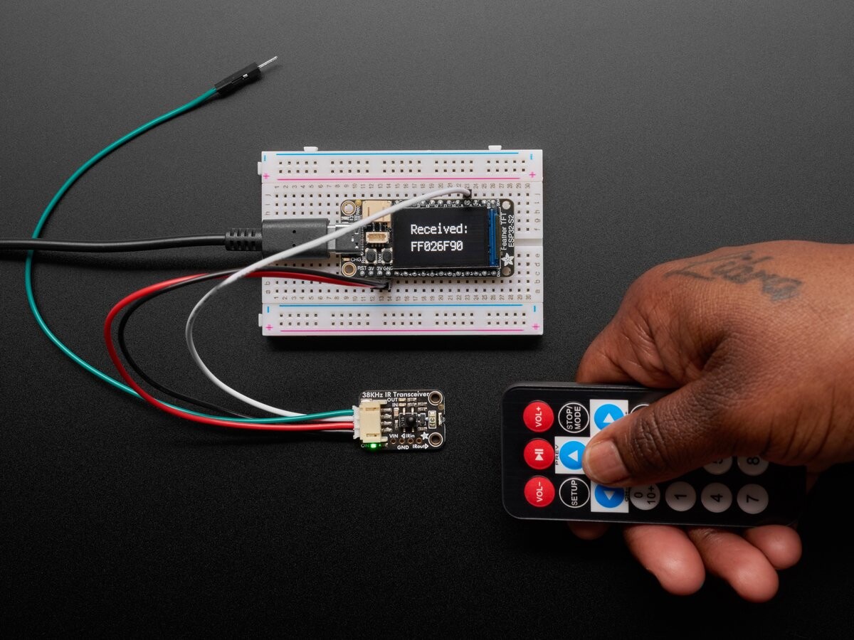 Adafruit Infrarød IR Remote Transceiver STEMMA JST 2mm 940nm Sender 38KHz Modtager 5990