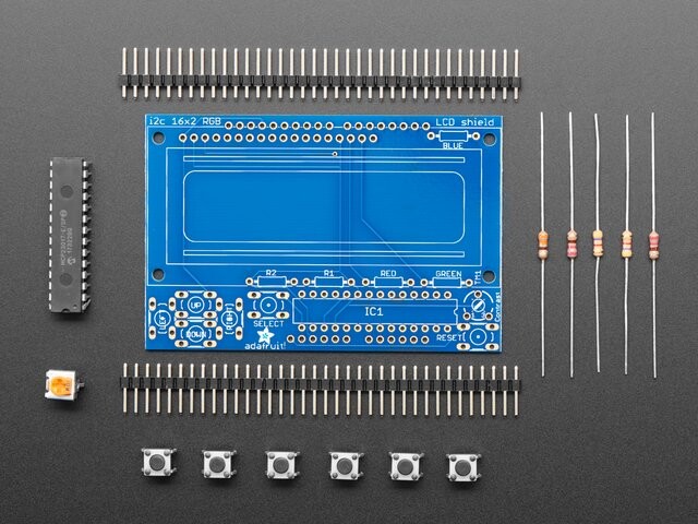 Adafruit I2C kontrolleret + tastatur-shield kit til 16x2 LCD 715