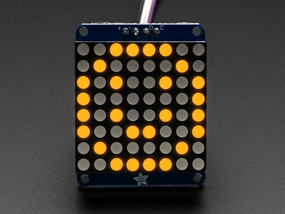 Adafruit Mini 0.8 Zoll 8x8 LED-Matrix mit I2C-Rucksack Gelb 871