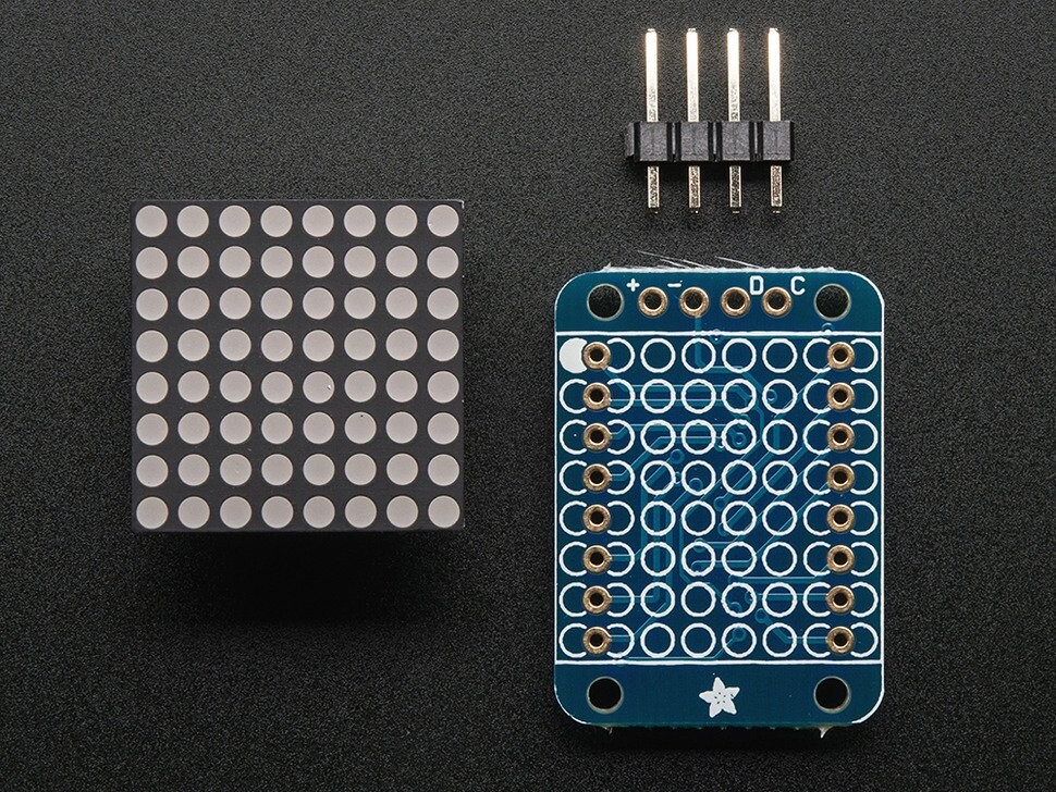 Adafruit Mini 0.8 Zoll 8x8 LED-Matrix mit I2C-Rucksack Gelb 871