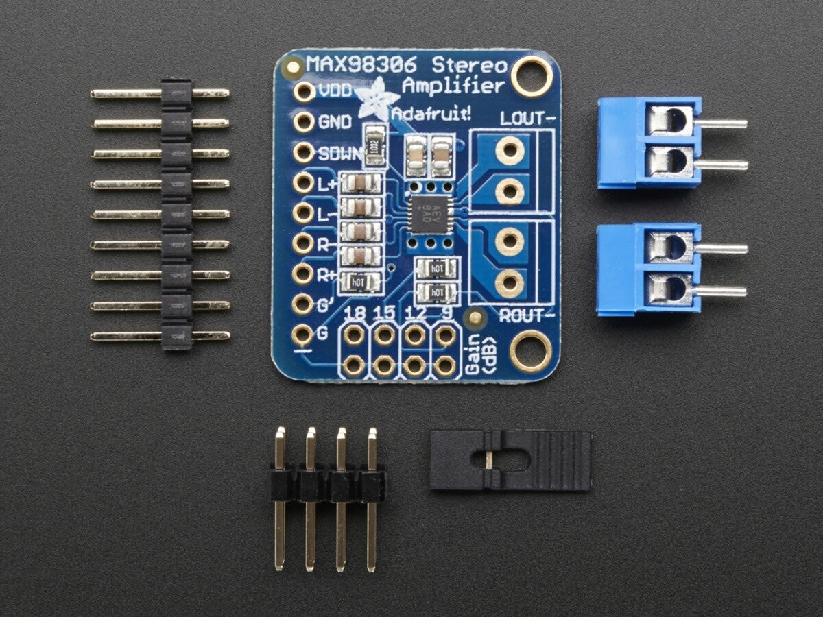 Adafruit 3,7W Klasse D Stereo Audioforstærker MAX98306 med header 987