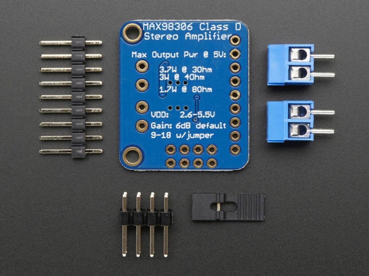 Adafruit 3,7W Klasse D Stereo Audioforstærker MAX98306 med header 987