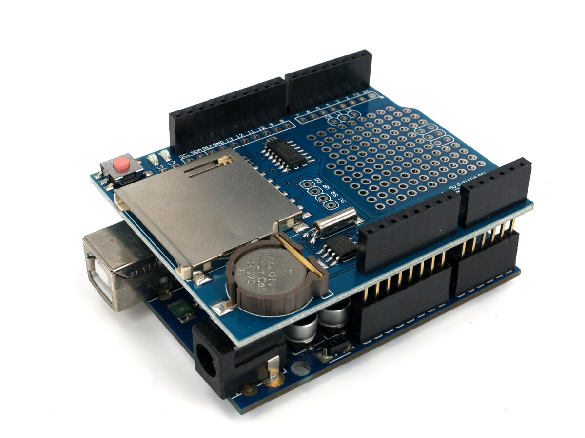 Arduino Uno R3 med XD-204 datalogging-skærm
