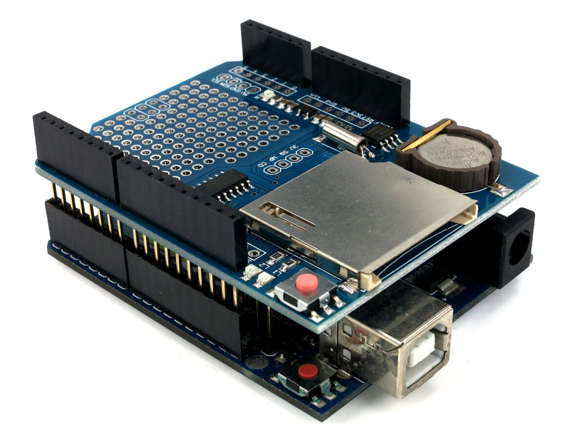 Arduino Uno R3 med XD-204 datalogging-skærm
