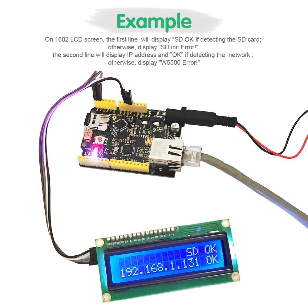 Keyestudio W5500 Ethernet-udviklingskort til Arduino-projekt (uden POE)