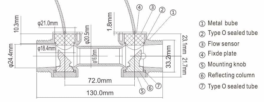 Audiowell Ultrasonn flow sensor til vandmåler eller varmemåler DN20, messingrør til varmemåler HS0002