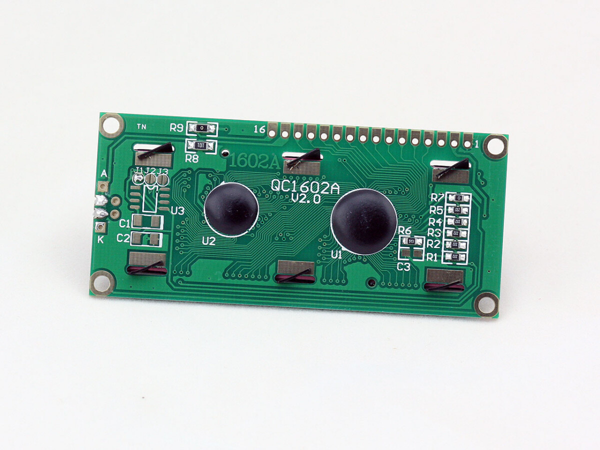 Karakter 16x16 LCD-displaymodul, 1602, sort på grøn, 5V headerstrip
