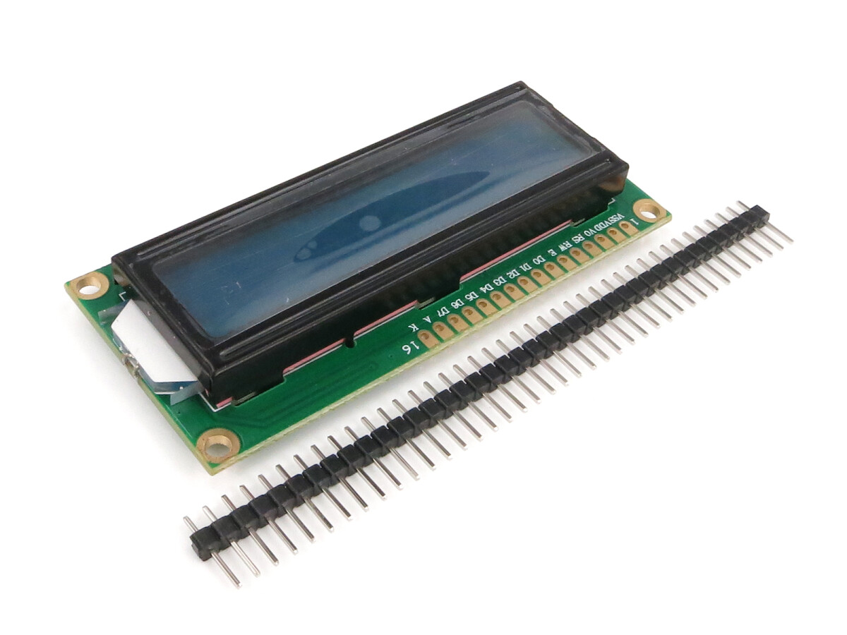 Karakter 16x16 LCD-displaymodul, 1602, hvid på blå, 5V header strip