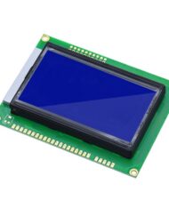 Grafisk 128x64 LCD-displaymodul, hvid på blå, 5V header strip