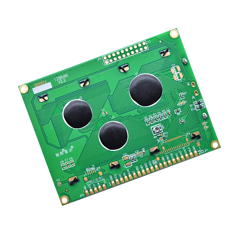 Grafisk 128x64 LCD-displaymodul, hvid på blå, 5V header strip