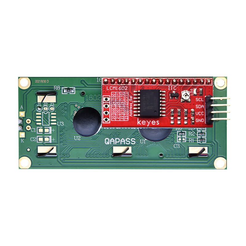 Karakter 16x2 LCD-displaymodul, 1602, hvid på blå, 5V, I2C-interface, HD44780