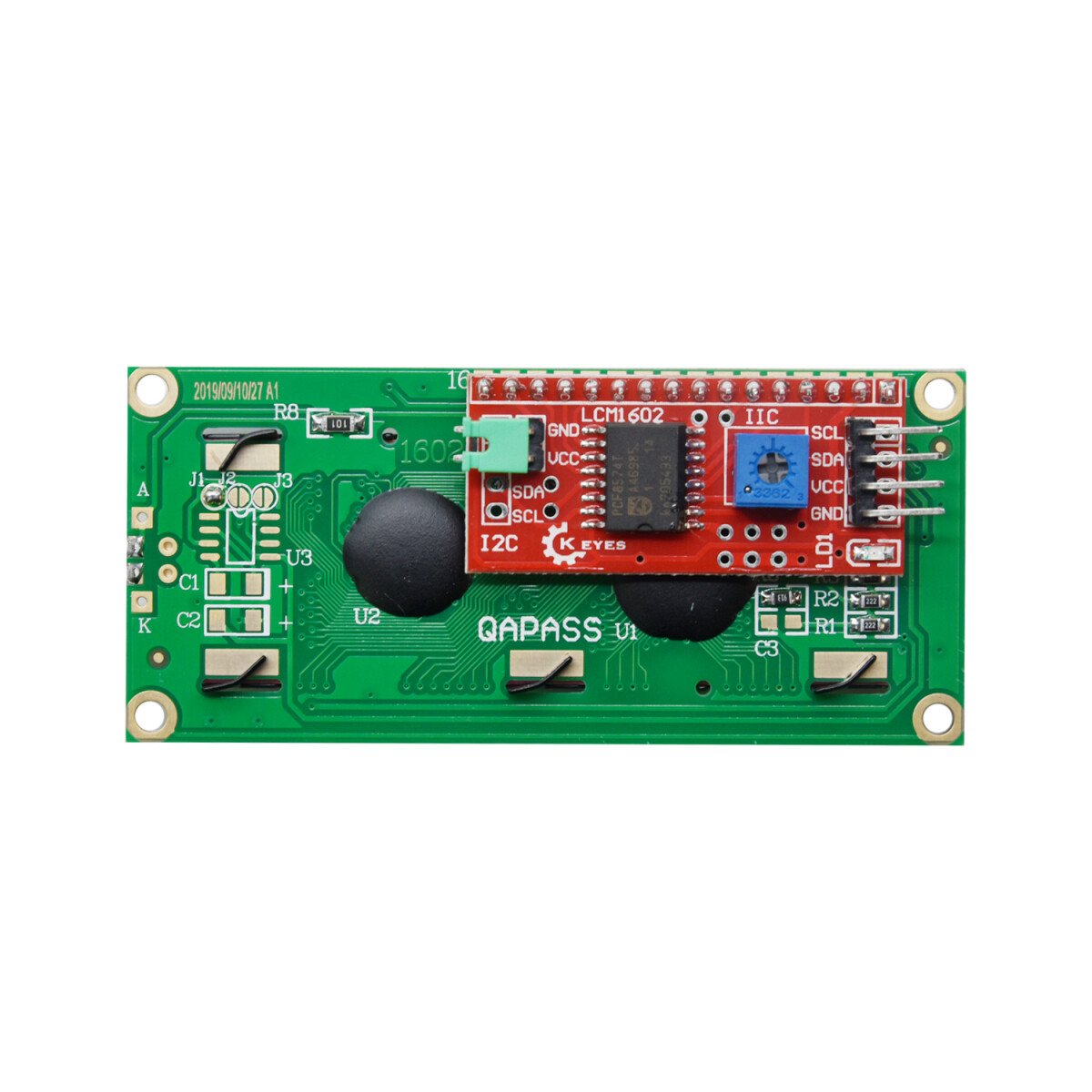 Karakter 16x2 LCD-displaymodul 1602 Sort på grøn, 5V I2C-interface HD44780