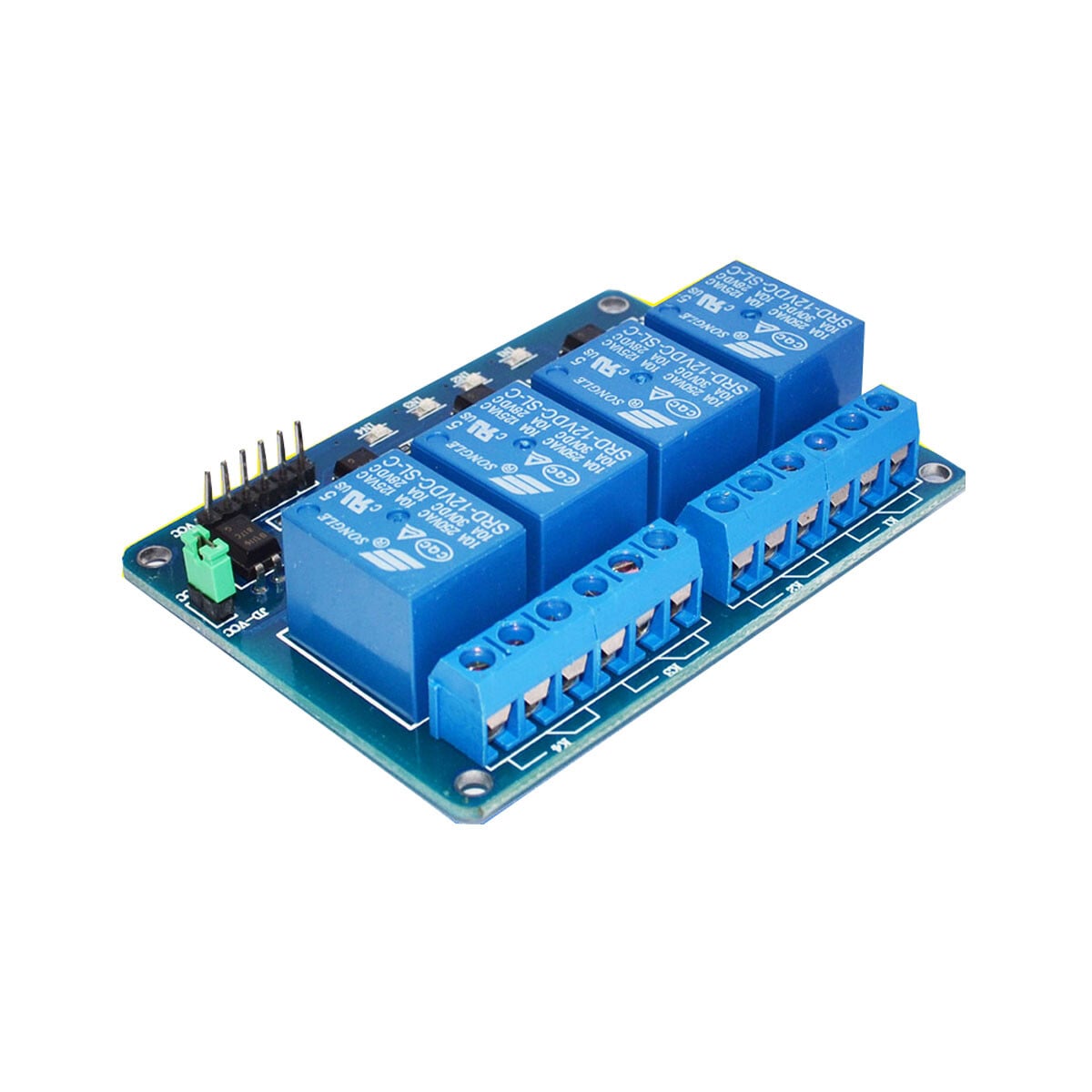 5V/220V 4-kanals relæskærm med LED til Arduino, 4-kanals relæmodul